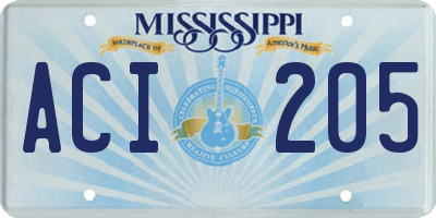 MS license plate ACI205