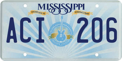 MS license plate ACI206