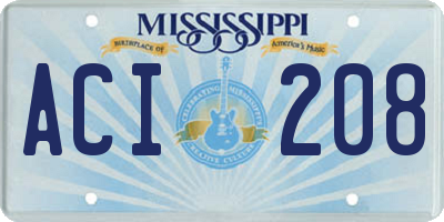 MS license plate ACI208
