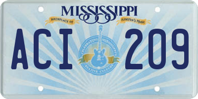 MS license plate ACI209