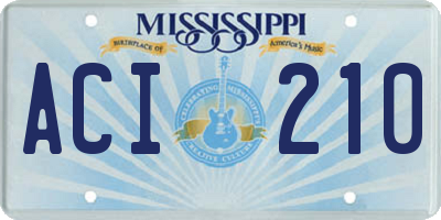 MS license plate ACI210