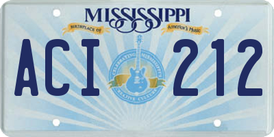 MS license plate ACI212