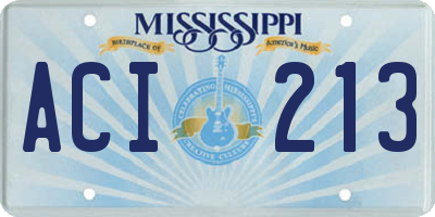 MS license plate ACI213