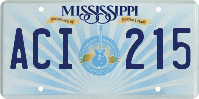 MS license plate ACI215