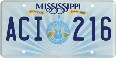 MS license plate ACI216