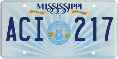 MS license plate ACI217
