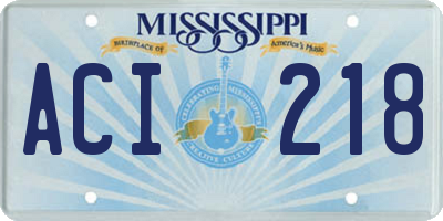 MS license plate ACI218