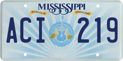 MS license plate ACI219