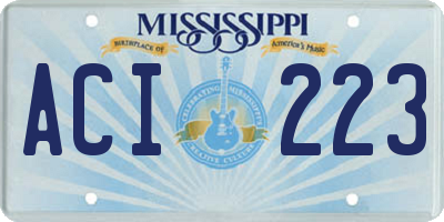 MS license plate ACI223