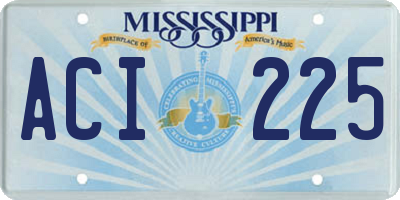MS license plate ACI225
