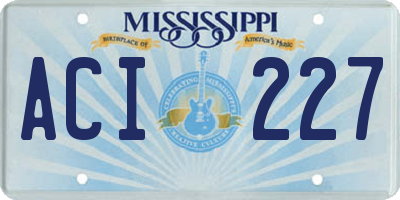 MS license plate ACI227