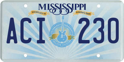 MS license plate ACI230