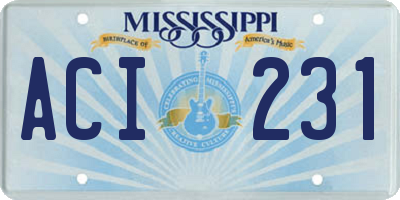 MS license plate ACI231