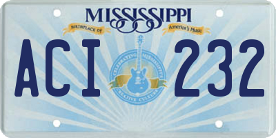 MS license plate ACI232
