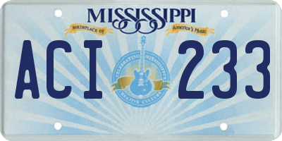 MS license plate ACI233
