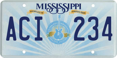 MS license plate ACI234