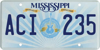 MS license plate ACI235