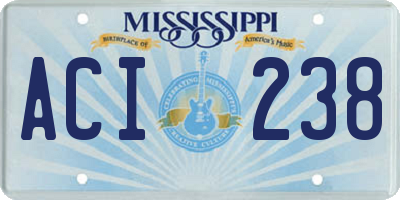 MS license plate ACI238