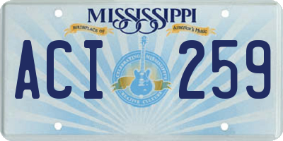 MS license plate ACI259