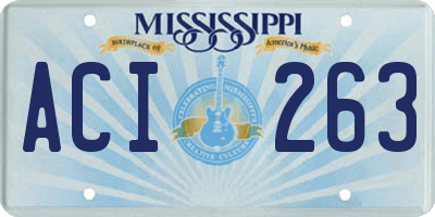MS license plate ACI263