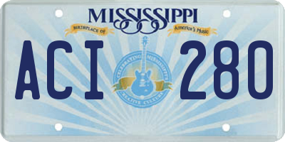 MS license plate ACI280