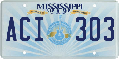 MS license plate ACI303