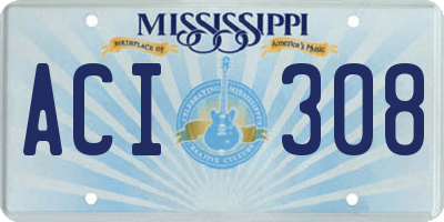 MS license plate ACI308
