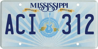 MS license plate ACI312