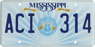 MS license plate ACI314