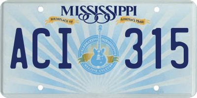 MS license plate ACI315