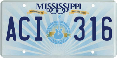 MS license plate ACI316