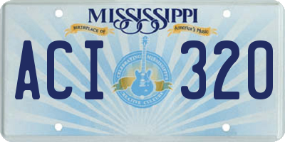 MS license plate ACI320