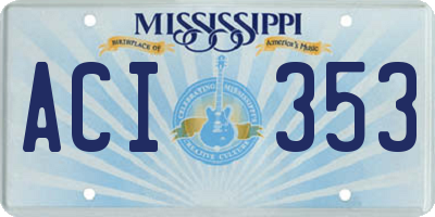 MS license plate ACI353