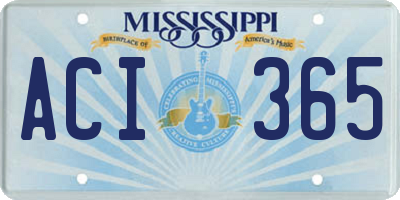 MS license plate ACI365