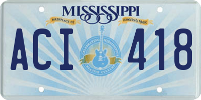 MS license plate ACI418