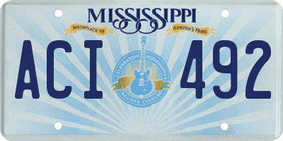 MS license plate ACI492