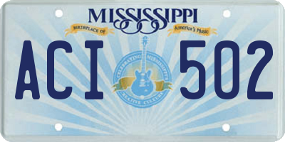 MS license plate ACI502