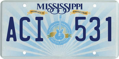 MS license plate ACI531