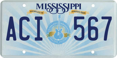 MS license plate ACI567