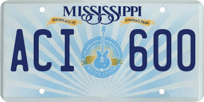 MS license plate ACI600