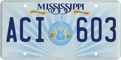 MS license plate ACI603