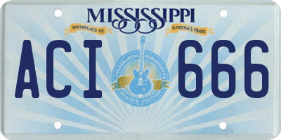 MS license plate ACI666