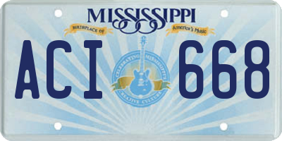 MS license plate ACI668
