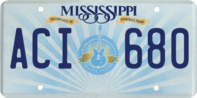 MS license plate ACI680