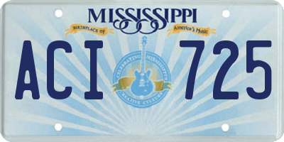MS license plate ACI725