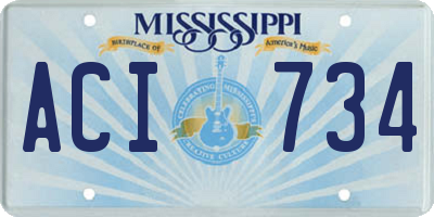 MS license plate ACI734