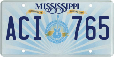 MS license plate ACI765
