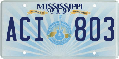 MS license plate ACI803