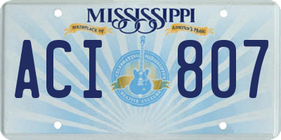 MS license plate ACI807