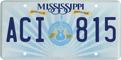 MS license plate ACI815